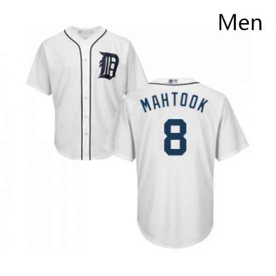Mens Detroit Tigers 8 Mikie Mahtook Replica White Home Cool Base Baseball Jersey